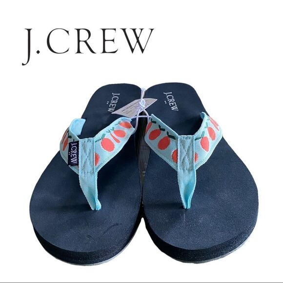 NEW J. Crew Women's Orange Aqua Peach Flip Flop Sandals - Picture 3 of 5